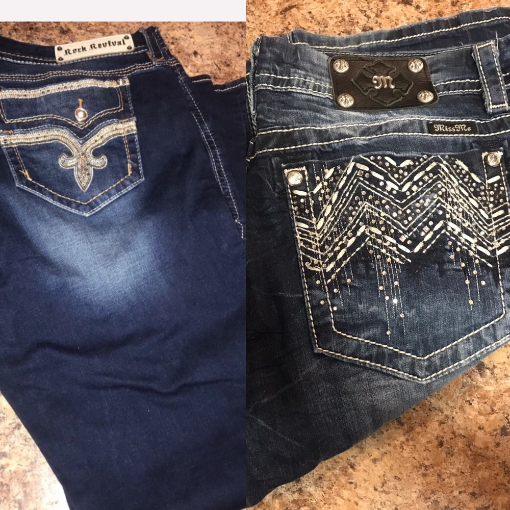 2 pairs for $88 / Rock revival jeans & Miss Me